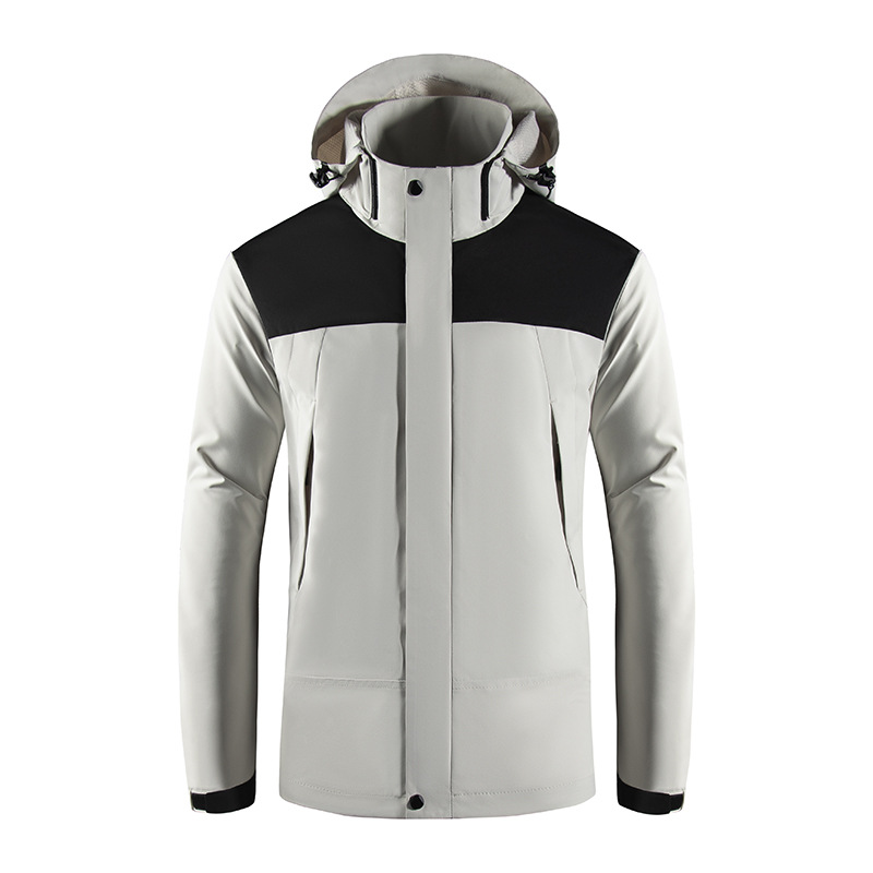Neue Herbst- und Wintersport-Outdoorjacke für Herren, Bergsteigen-Kapuzendesign, abnehmbarer, farblich blockierter Windschutz_voghion.com