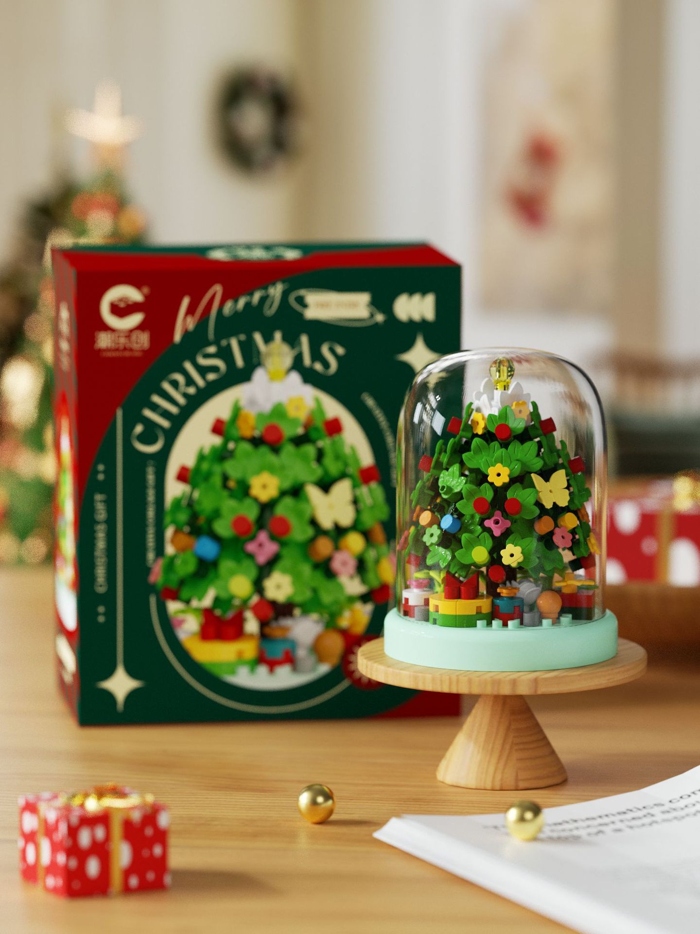 Juguetes para niños, bloques de construcción en línea, juguetes de Navidad, regalos, juguetes de Navidad, decoración, puzzle, ensamblaje