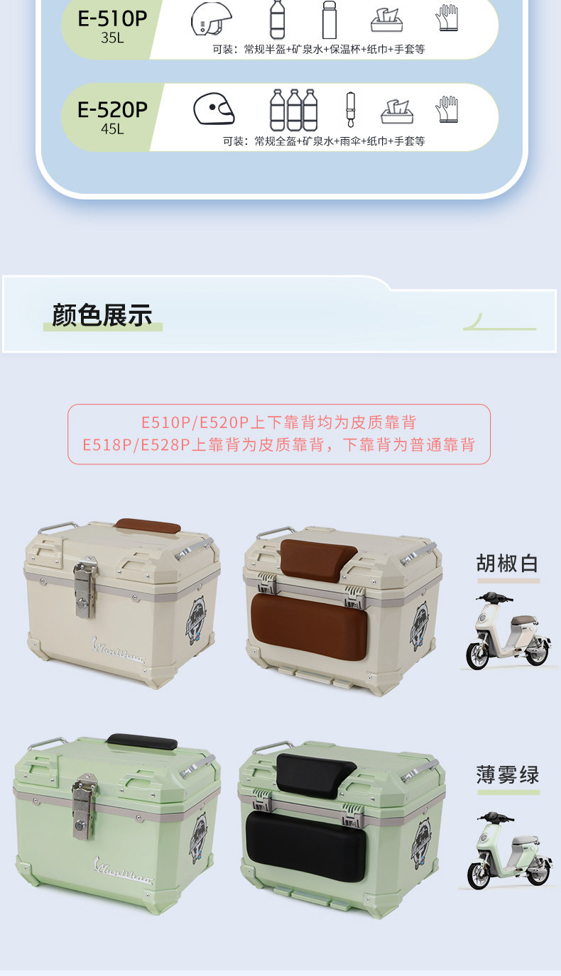 Wanlihao electric vehicle rear trunk, Niu Ms modification accessories, decorative non-aluminum alloy motorcycle large-capacity trunk