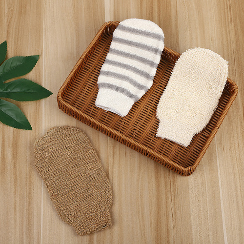 Cotton and linen gloves, all-hemp woven style, bulk bath gloves, exfoliating mud scrubbing bath gloves, full-wrap bathing gloves