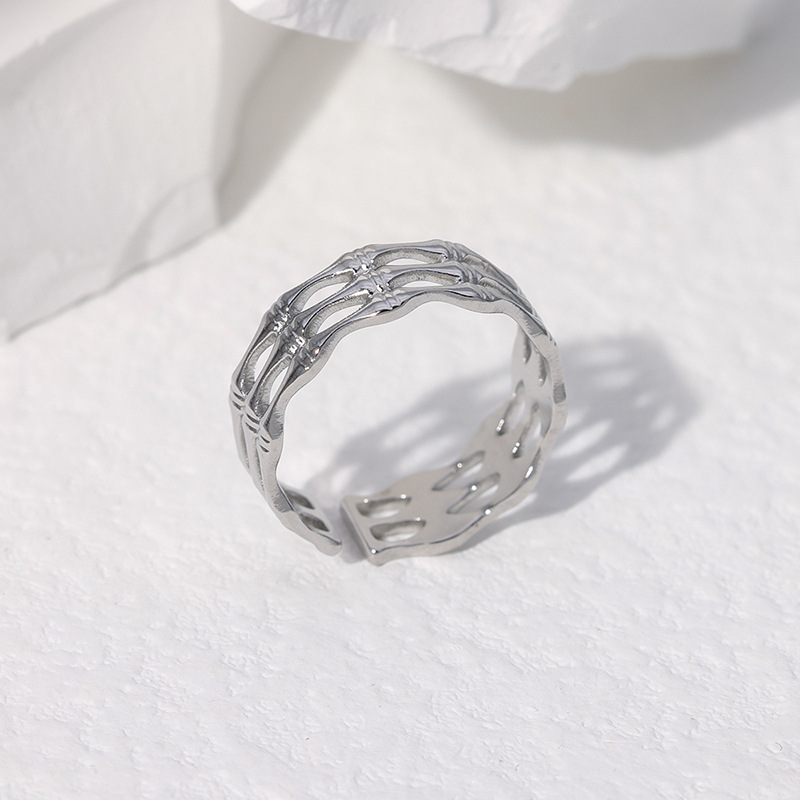 Fashion Solid Color Stainless Steel Plating Hollow Out Open Ring 1 Piece