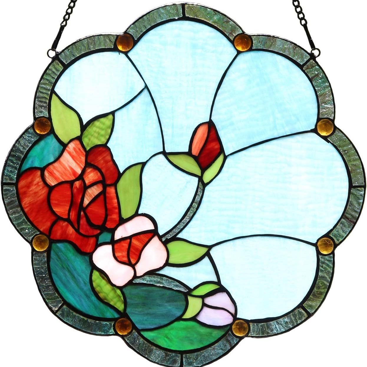 彩色玻璃窗户挂件玫瑰花蒂芙尼风格彩色亚克力面板母亲节妈妈礼物