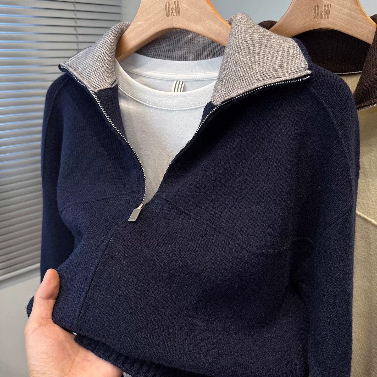 Осенне-зимний новый кардиган на молнии контрастного цвета, мужской удобный и универсальный повседневный свободный и стильный мужской пиджак