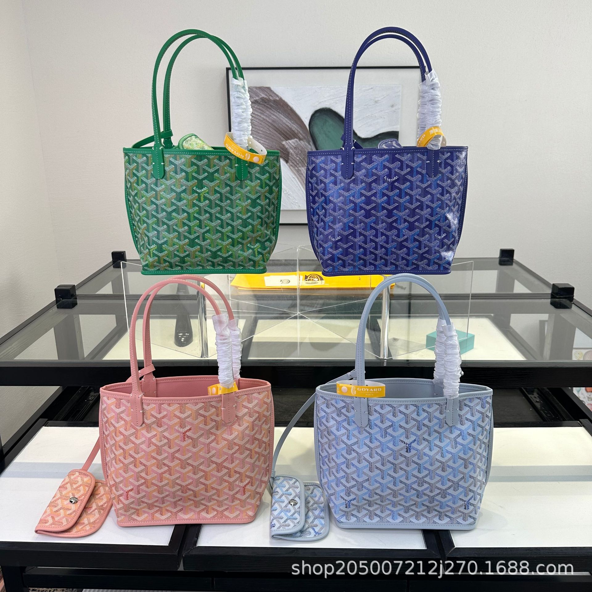 Goyard mini ikitərəfli çanta, rəngli əl çantası