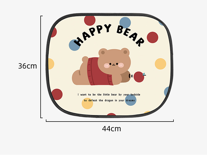 Cartoon Bear Car Curtain Vinyl Electrostatic Film Adsorption Car Sun Protection Heat Insulation Sun Visor Creative Car Curtain