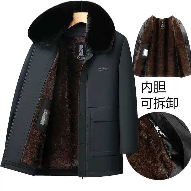中老年爸爸冬装棉衣男加绒加厚棉服冬季老人爷爷脱卸内胆保暖棉袄