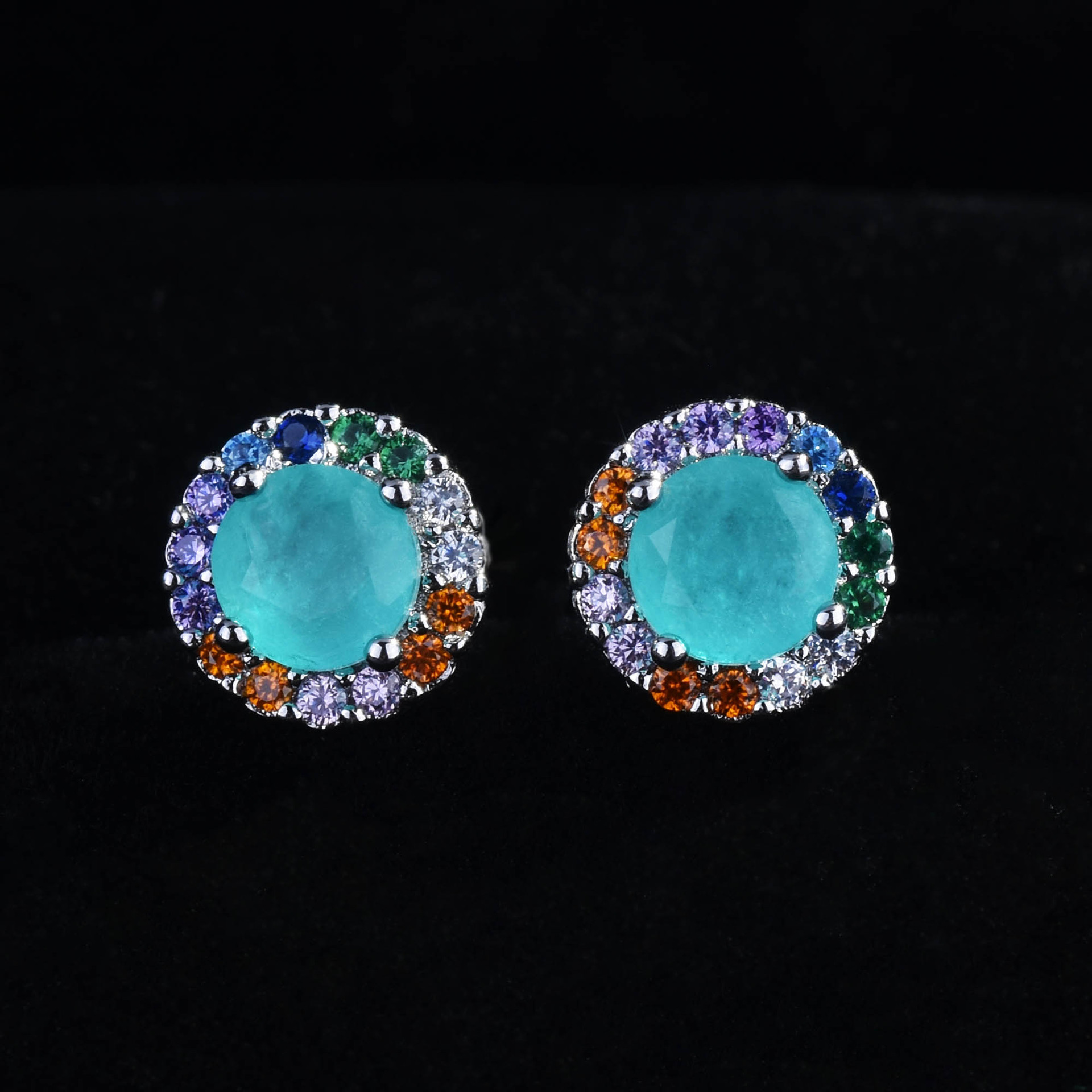 Fashion Colorful Zircon Earrings Copper Earrings Wholesale display picture 4