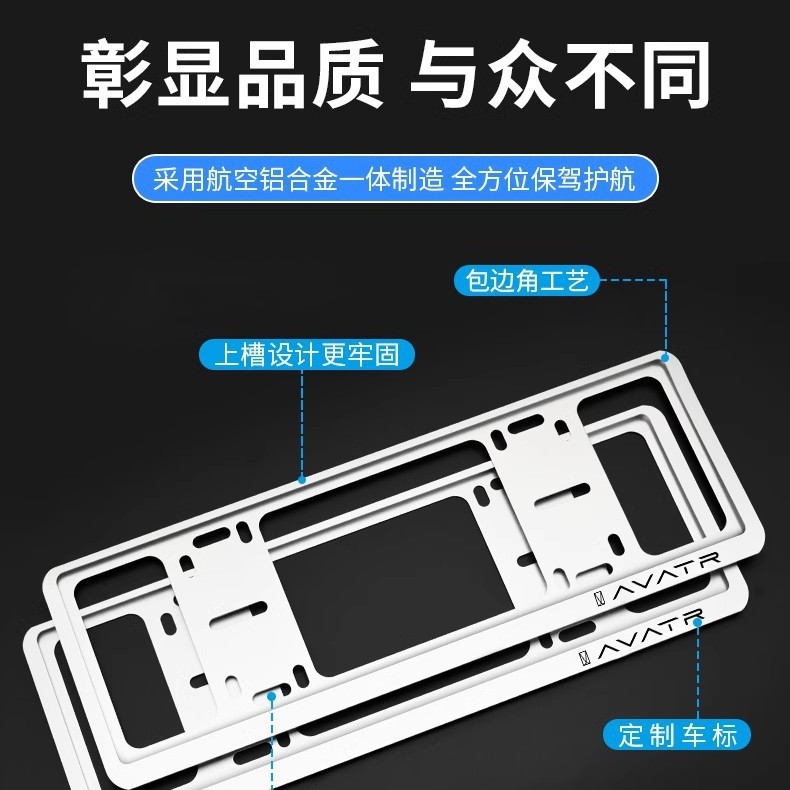 Avita 11/12 Car License Plate Frame New Energy Green License Plate Car License Plate Frame License Plate Protection Frame Cover