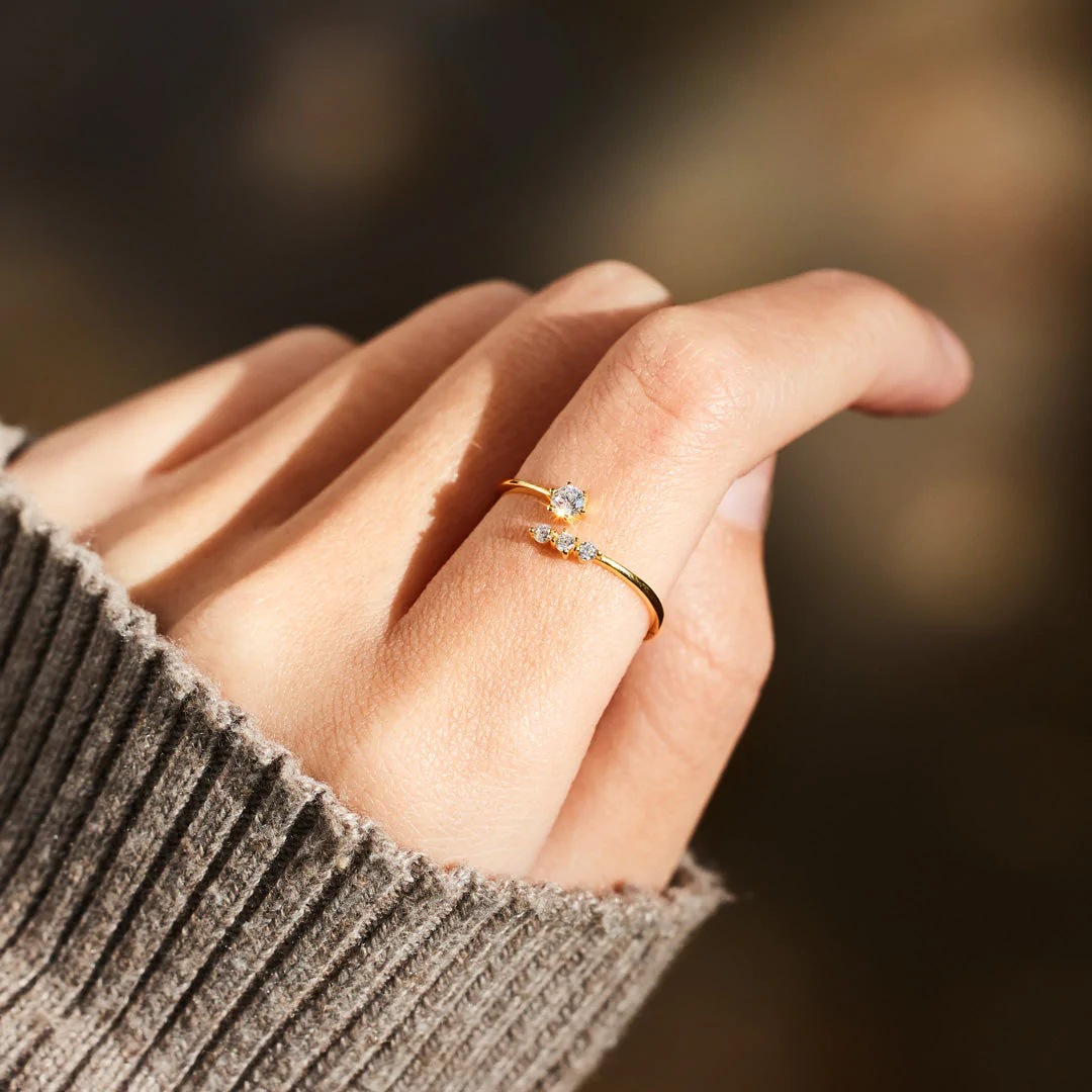 Adjustable Ring Size 925 Sterling Silver Zircon Geometric Rings 925 Sterling Silver Rings