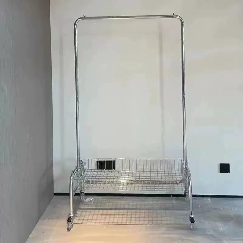移动小衣架落地挂衣架多功能收纳架子服装店网红卧室带篮置物架