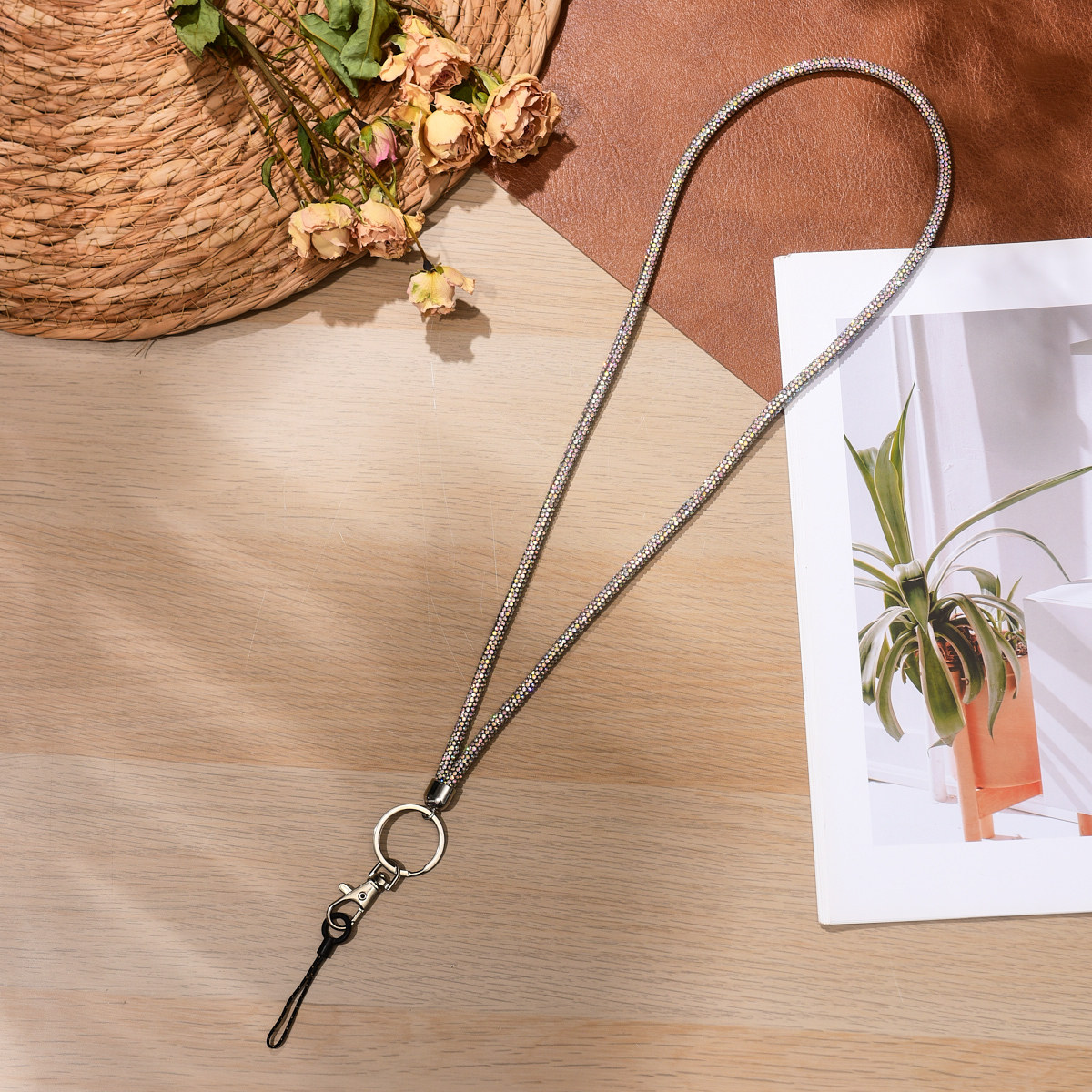 컬러풀 - 풀 다이아몬드 행잉 체인 + 랍스터 걸쇠 + 행잉 로프 - 행잉 넥 스타일