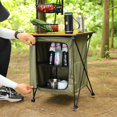 Hike Mount outdoor camping folding storage storage cabinet camping portable multi-functional aluminum alloy dual-purpose table cabinet