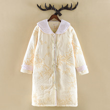 2025新款睡袍女冬天夹棉法兰绒加厚加绒珊瑚绒浴袍家居服一件代发