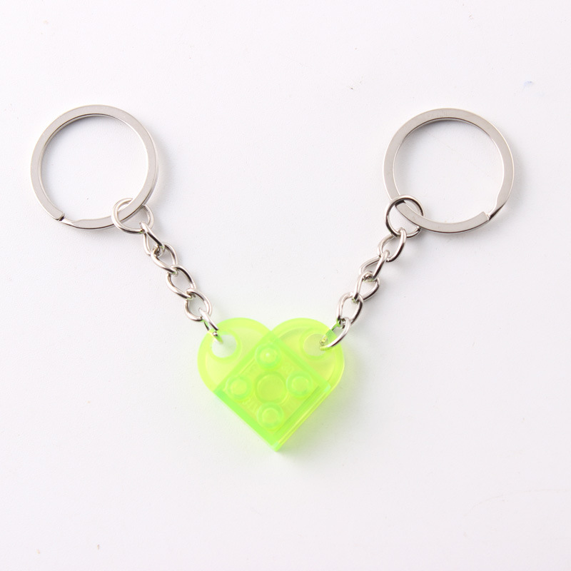Dos en uno bloques de construcción de amor llavero pareja desmontable llavero amistad afecto en forma de corazón Qixi pequeño regalo