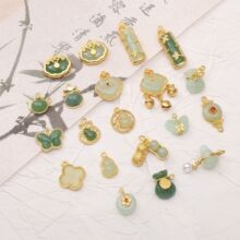 合金仿玉玻璃蝴蝶结福袋配件DIY手工饰品吊坠挂件散珠珠宝配饰