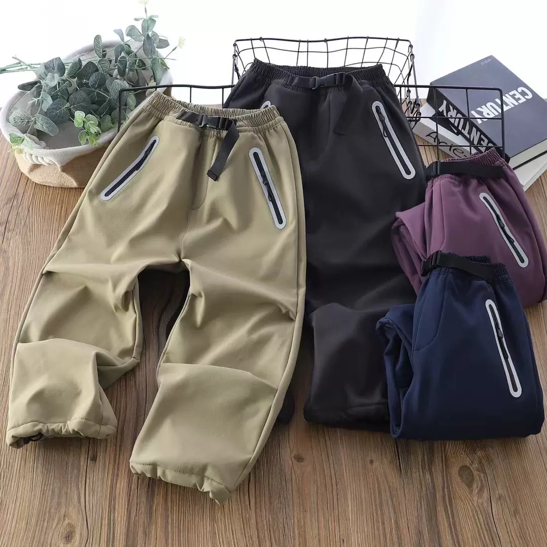 中大儿童秋冬百搭运动裤子2025新款儿童加绒洋气潮宽松长裤子户外