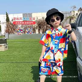 批发常规休闲童装男童夏威夷儿童夏款宝宝短袖潮流夏季逛街ins8岁