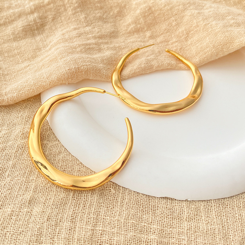 1 Par Estilo Simple Irregular Color Sólido Enchapado Cobre Pendientes display picture 5