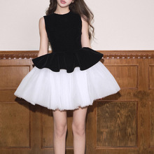 现货avenem公主风丝绒拼接网纱无袖背心连衣裙蓬蓬裙圣诞裙女秋冬