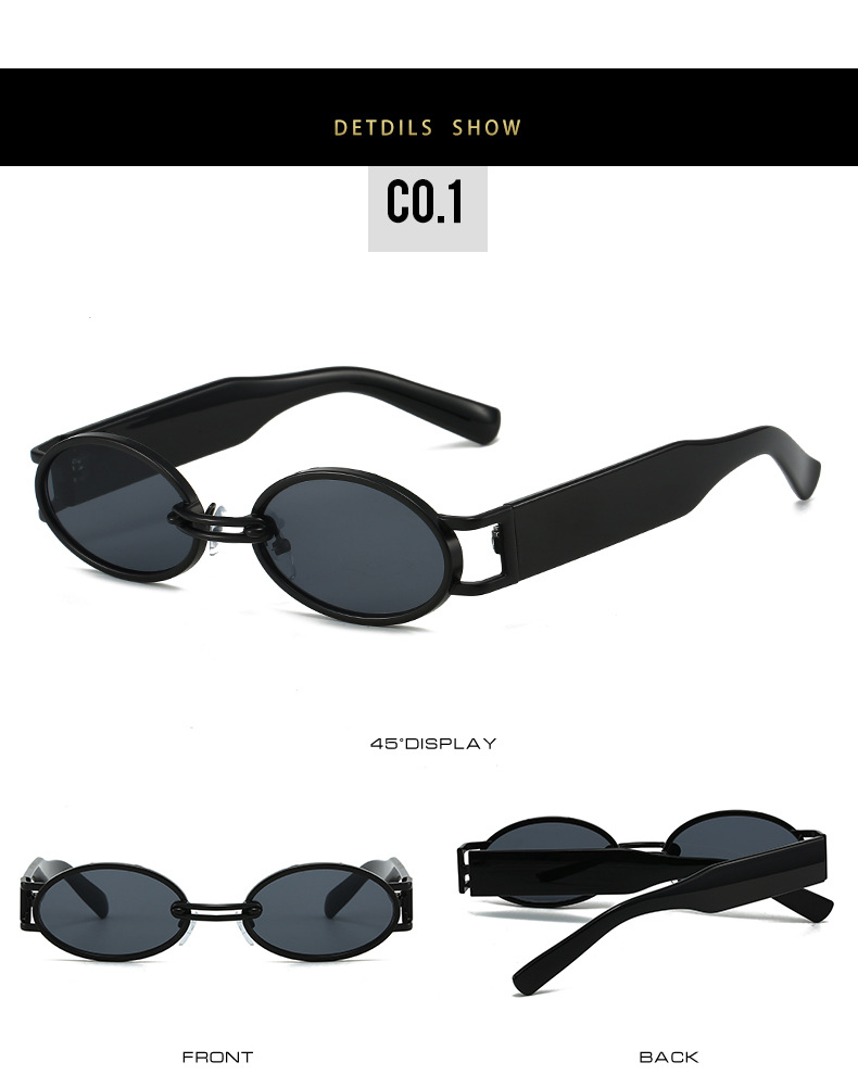 50g Weight Full Frame Glasses Structure Sunglasses Classification PC, UV400 Protection Lens Material Oval Frame Glasses Style Travel, Daily Occasion Geometric Pattern Unisex Gender Hip-Hop, Streetwear Style Grey, Gold Color Hip-Hop Streetwear Geometric PC UV400 Protection Oval Frame Full Frame Women's Sunglasses 5