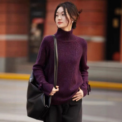 哥家商场同款女装2025秋季加厚高领毛衣女套头宽松针织衫上衣