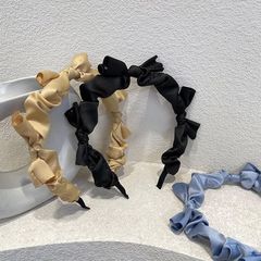 Retro French sweet satin bow headband, simple and versatile, pleated bow knotted headband hair accessory