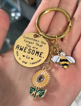17g Weight Keychain Classification Daily Occasion Cute Sunflower Letter 201 Stainless Steel Unisex Women's Keychain