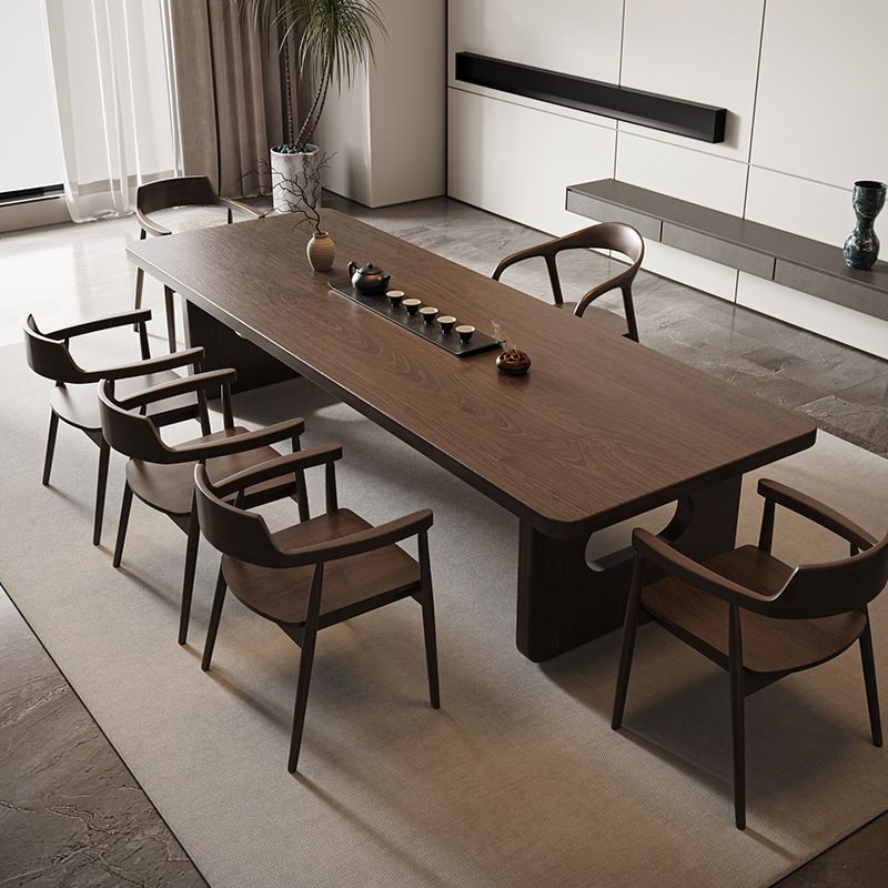 [클래식] 2.4 m 티 테이블 솔리드 우드 슈마이트 의자 솔리드 우드 히로시마 의자 * 5