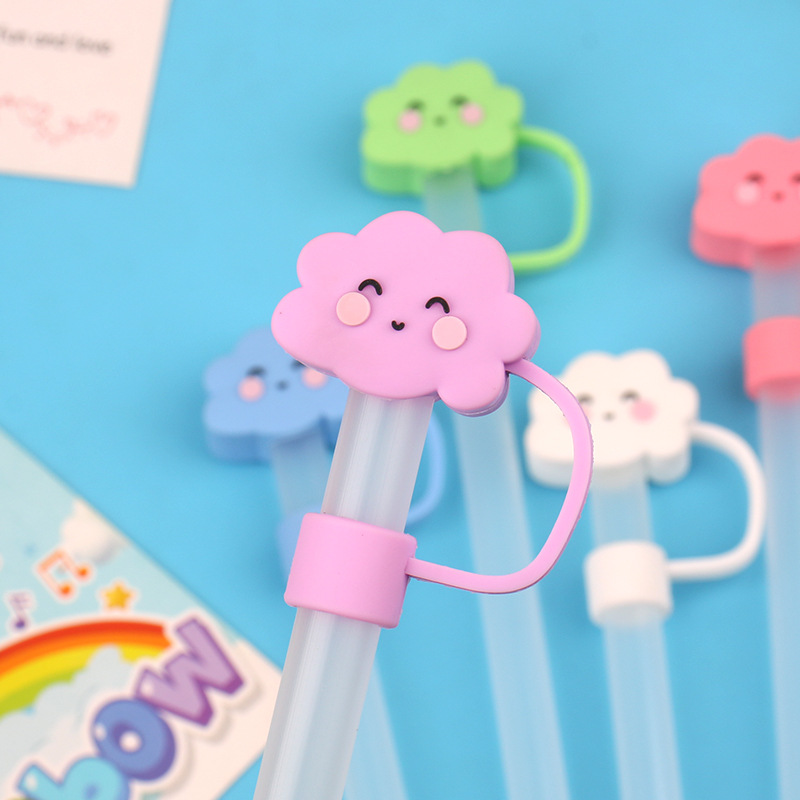 跨境新款白云硅胶吸管帽简单款防尘10mm适用吸管杯配件可重复使用