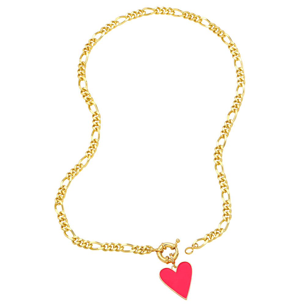 Fashion Heart Shape Copper Necklace Patchwork Zircon Copper Necklaces