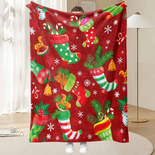 Temu Amazon Christmas Throw Blanket Winter Thick Comfortable Soft Fleece Blanket Cover Bed Sheet