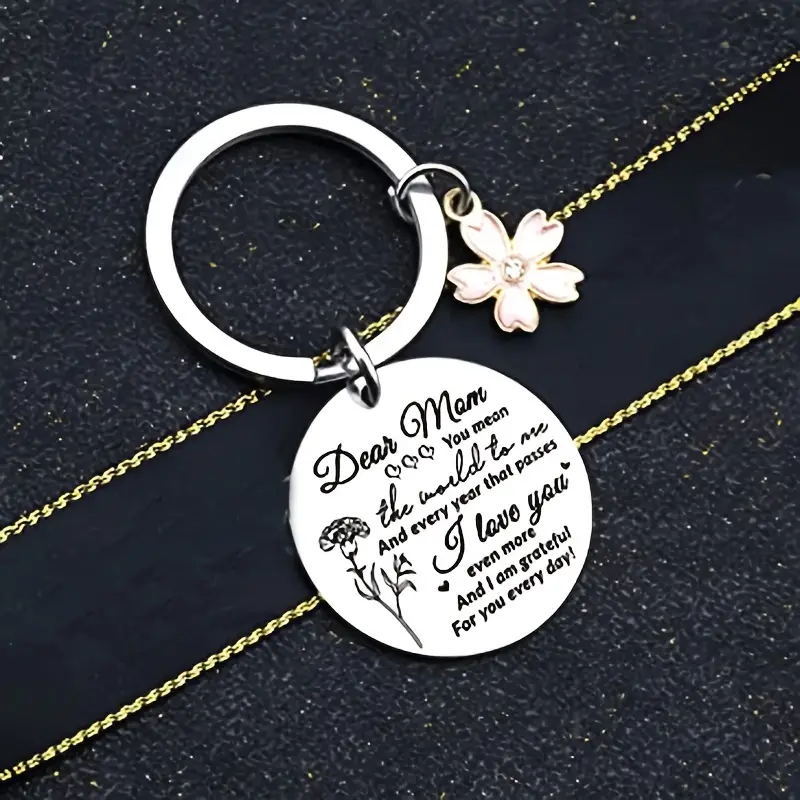 MAMA Letter Flower 201 Stainless Steel Alloy Polishing Carving Mother'S Day Women's Bag Pendant Keychain display picture 3