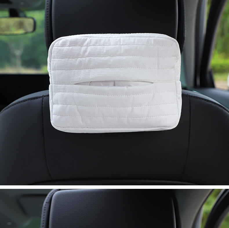 Cartoon fabric car tissue box car seat back-mounted paper box multifunctional car interior supplies DIY