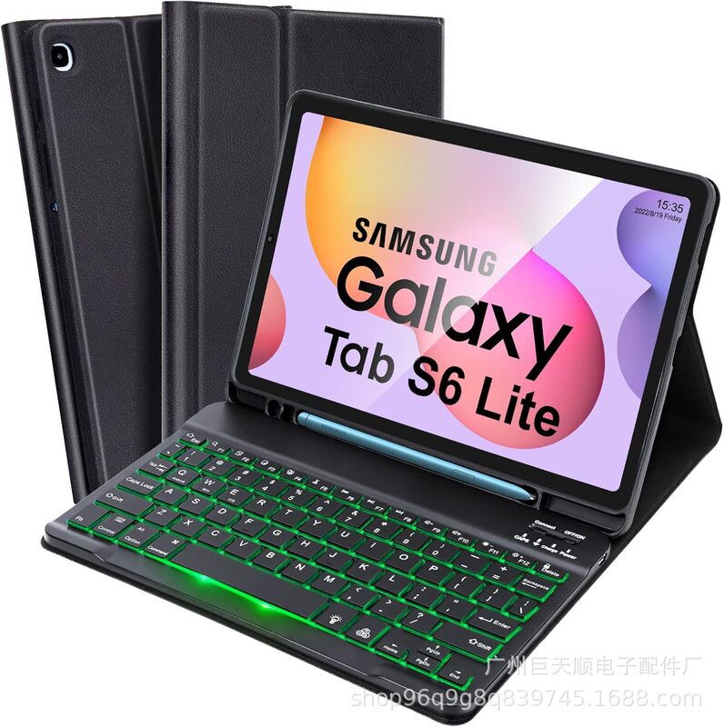 Suitable for Samsung Tablet Protective Case S6Lite Bluetooth Keyboard Leather Case S9+Feplus Backlight Small Language