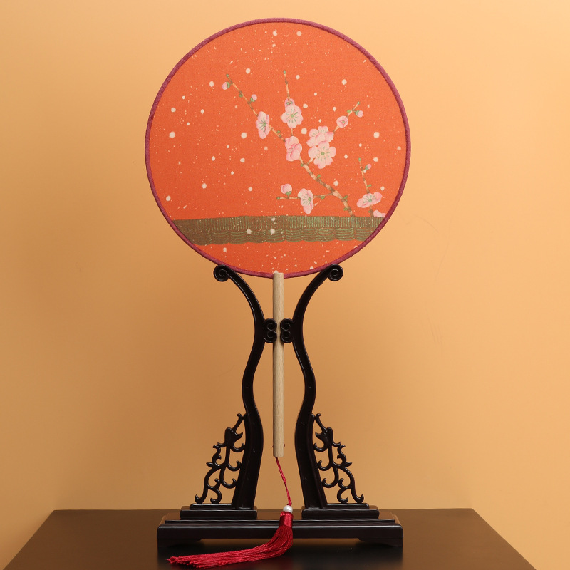 Estilo antiguo translúcido ventilador redondo estilo chino Palacio ventilador danza clásica cara de seda hecha a mano ventilador de bambú artesanía al por mayor