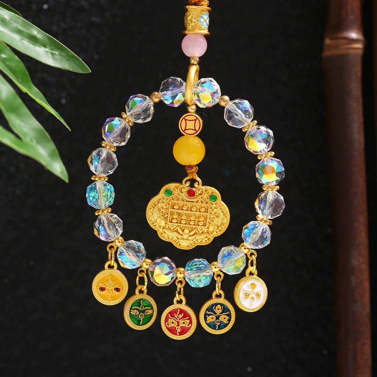 Hangzhou Lingyin Wu Lu Caixin coche colgar colorido ábaco cerradura de automóvil de alta calidad Ping An Nafu Zhaocai colgante de automóvil