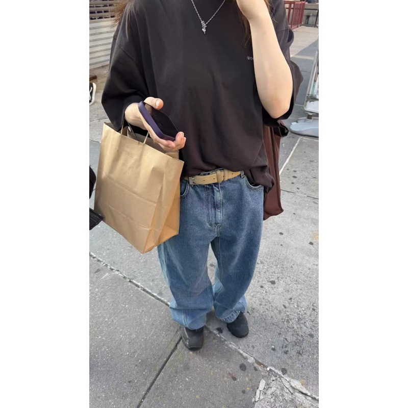 Now the New 2026 Spring Collection from Korean Designer Et*Os: Relaxed Fit Diagonal Cut Loose Straight-Leg Jeans