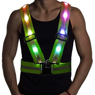 LED Luminous Strap USB Charging Outdoor Sports Night Run Riding Sanitation Construction Reflective Clothing Warning Vest