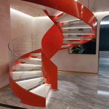 钢结构楼梯钢板双钢梁悬浮钢木旋转弧形玻璃实木石材定制定做河北