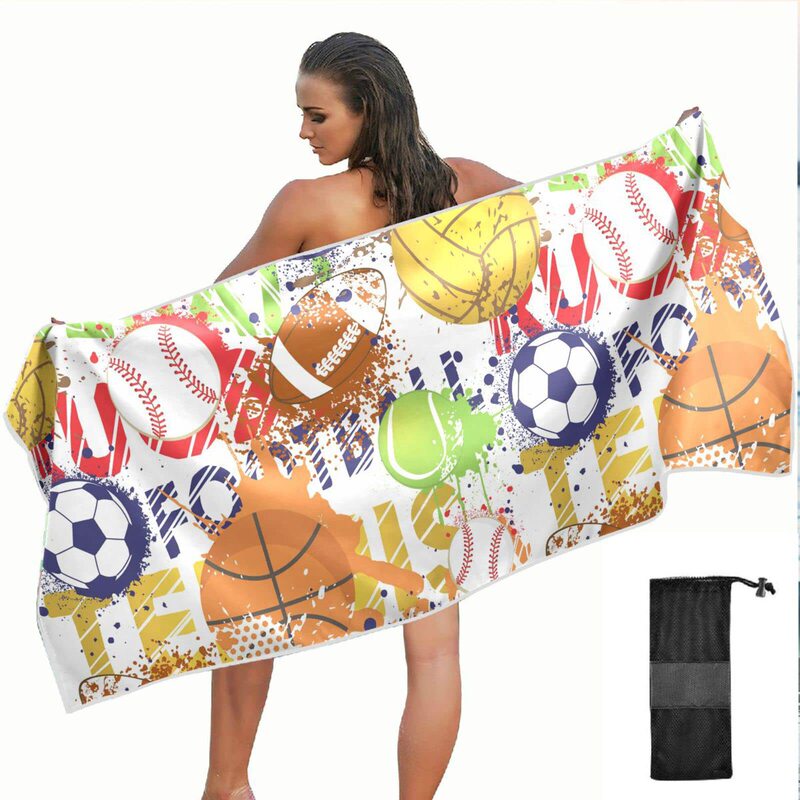 Sports ball basketball beach towel quick-drying microfiber beach towel oversized sand-proof travel towel for men and women children