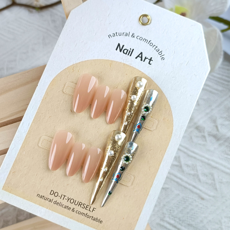 Manicura de Año Nuevo, 10 piezas de diamantes de perlas hechos a mano, arte de uñas portátil, parche de uñas Xiaohongshu, venta al por mayor