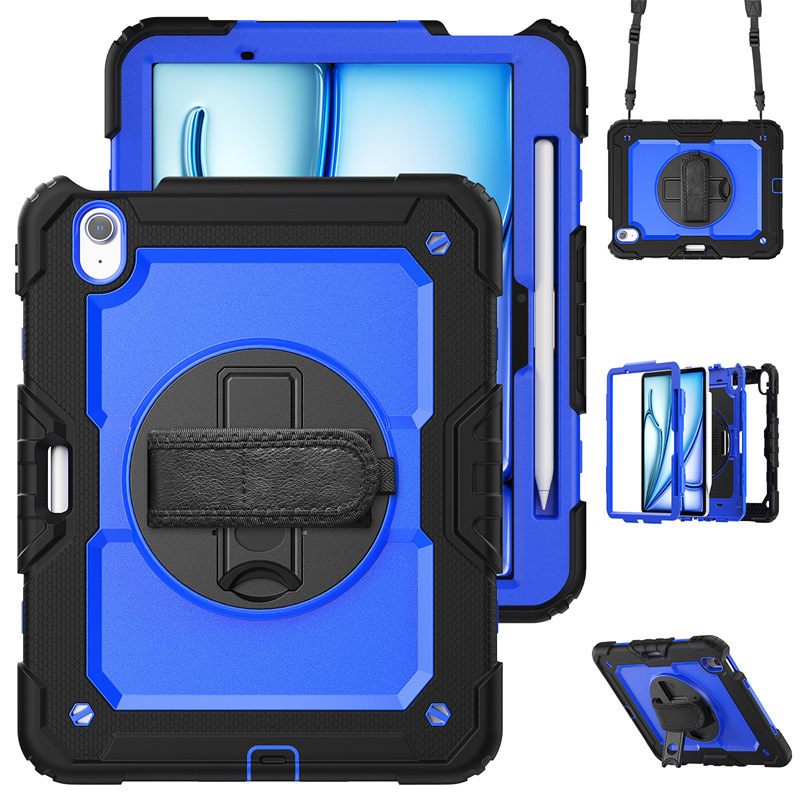 iPad Air11 2024 Contrast Color Shoulder Strap Pc Rotating Stand Tablet Case Pro 13 Pen Slot Anti-Fall Protective Case iPad Air11 2024 Contrast Color Shoulder Strap Pc Rotating Stand Tablet Case Pro 13 Pen Slot Anti-Fall Protective Case