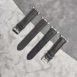 适用苹果AppleWatch头层皮真皮荔枝纹iwatch智能手表表带