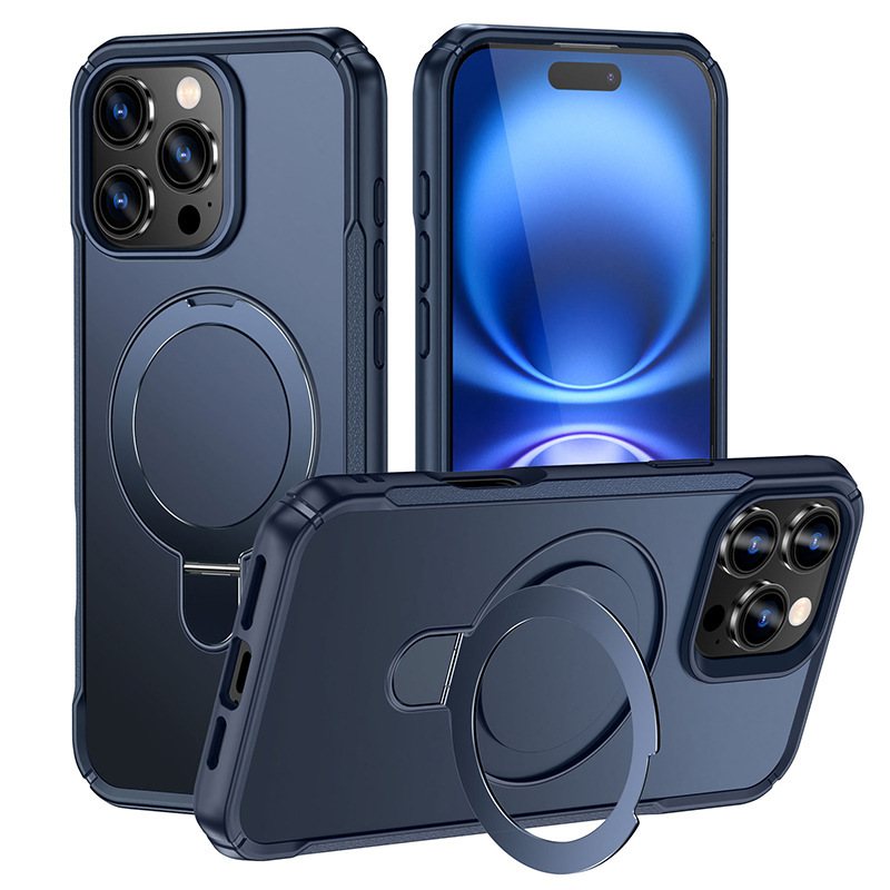 iPhone17ProMaxに適した新モデル、ミリタリーグッドマンスタンド、落下防止携帯電話ケース、Apple 16車載磁気保護カバー|undefined