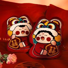 压床娃娃一对结婚新款新娘礼物红色喜字 新款抱枕陪嫁婚庆公仔