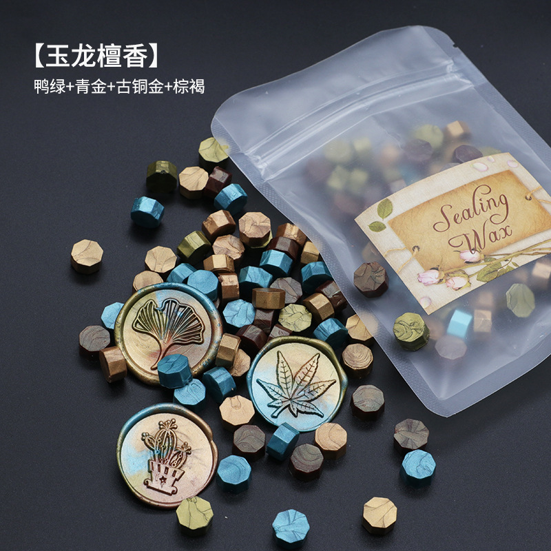 Ocho-lado fuego pintura cera grano mezclado color 35g bolsa de embalaje fuego pintura cera sello al por mayor sobre DIY mano cuenta de sellado Uso de cera
