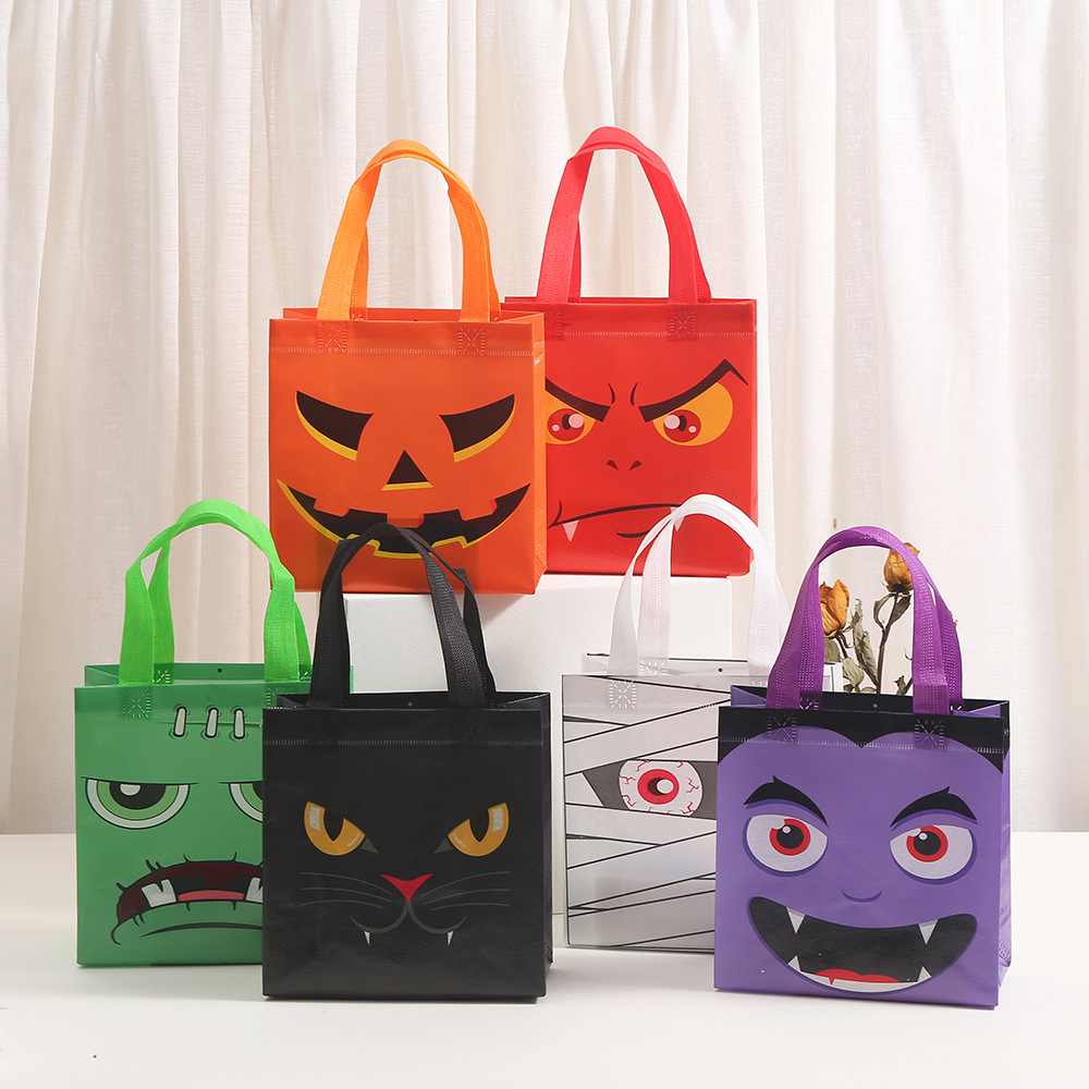 Bolsa no tejida Bolsa de tela no tejida de Halloween Bolsa de embalaje de compras impresa Bolsa de regalo de dulces de fiesta al por mayor