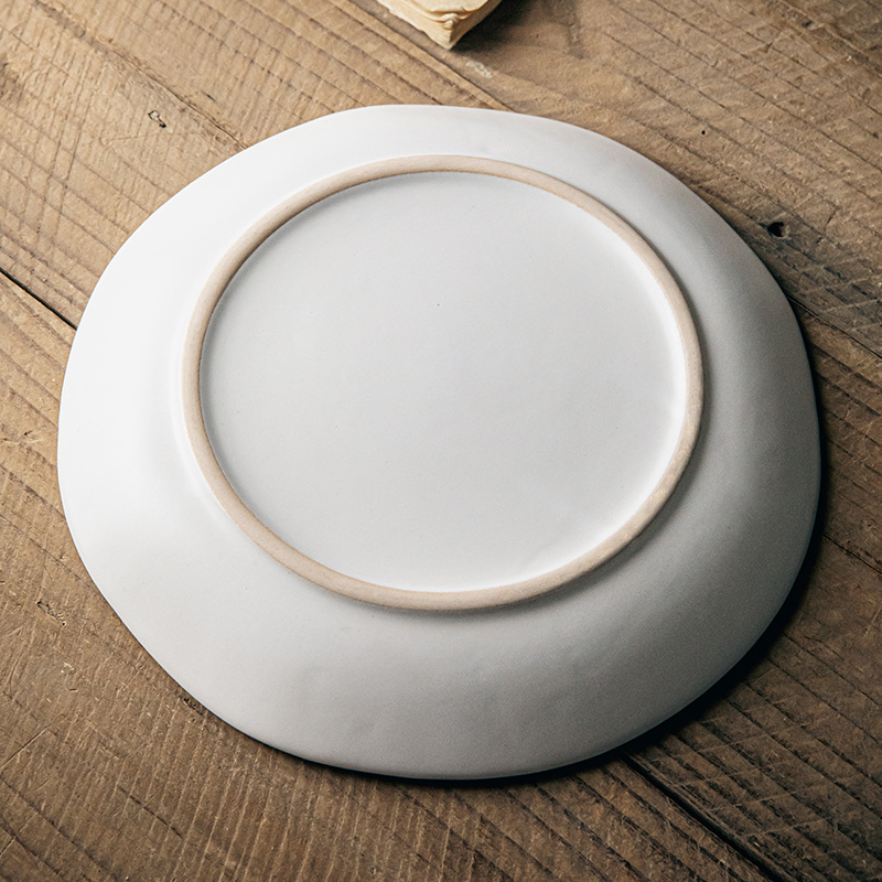 Nuevo plato de cerámica de 8 pulgadas de patrón de conchas de conchas de carne de restaurante occidental platos de arroz exportación transfronteriza