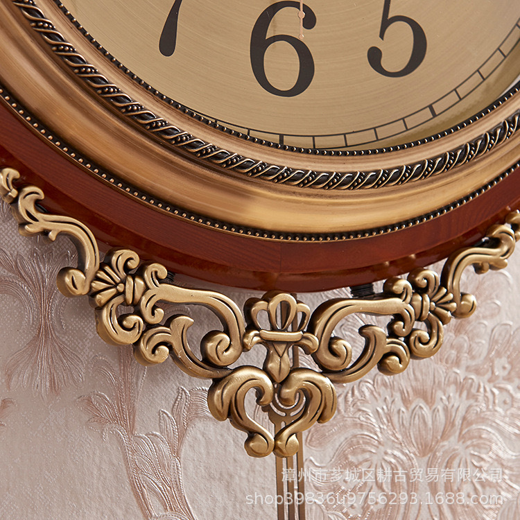 Reloj de madera maciza retro de estilo europeo, sala de estar, villa americana, reloj de pared atmosférico de lujo, venta directa de fábrica