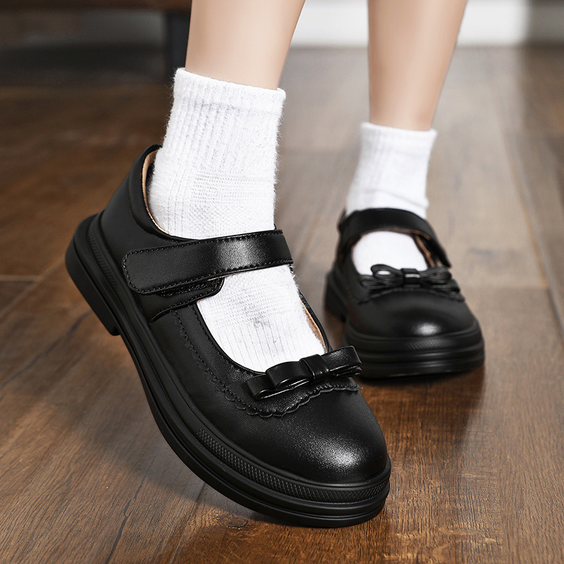 Spring and Summer Girls' New Campus Lolita Black Calf Leather Shoes Japanese Classic Children's Performance Shoes for Spring and Autumn